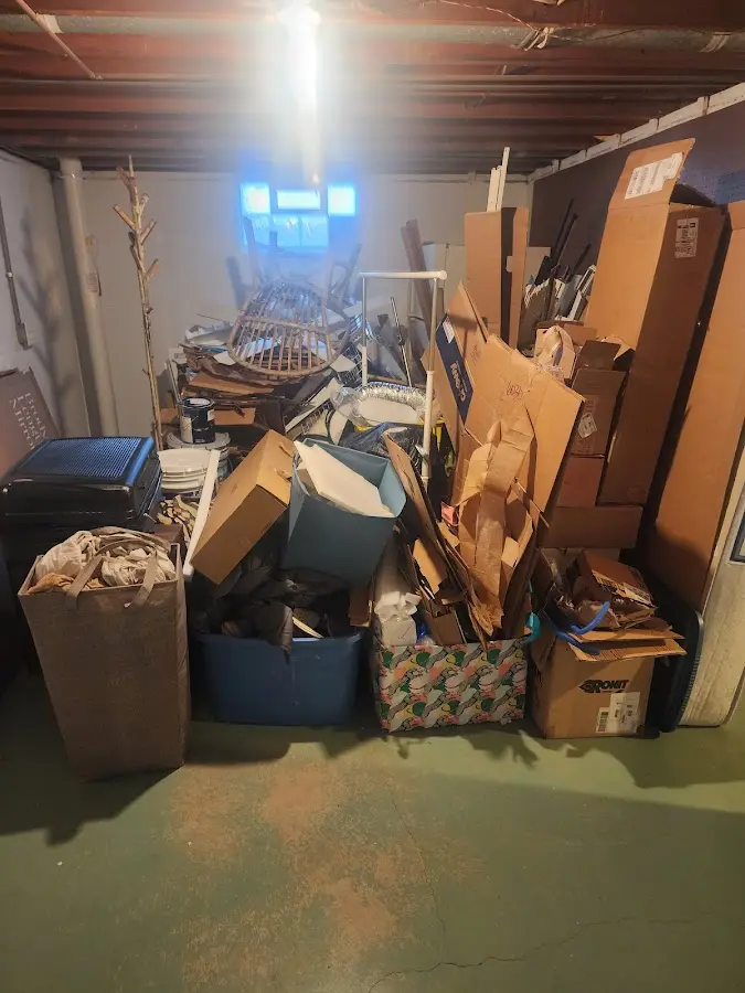 Roll-off dumpster container at job site for 6 Yard Dumpster Rental in Avalon